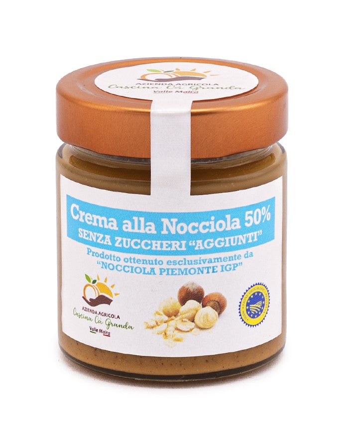 Crema alla nocciola 52% senza zuccheri aggiunti, inclusa nella degustazione