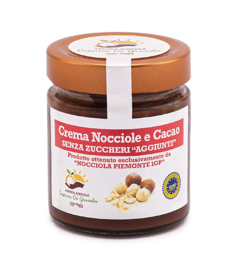 Crema nocciole e cacao senza zuccheri aggiunti, inclusa nella degustazione