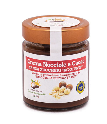 Crema nocciole e cacao senza zuccheri aggiunti, inclusa nella degustazione