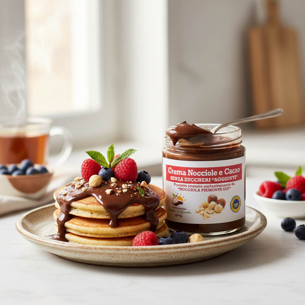 Crema nocciole e cacao leggera senza zuccheri aggiunti