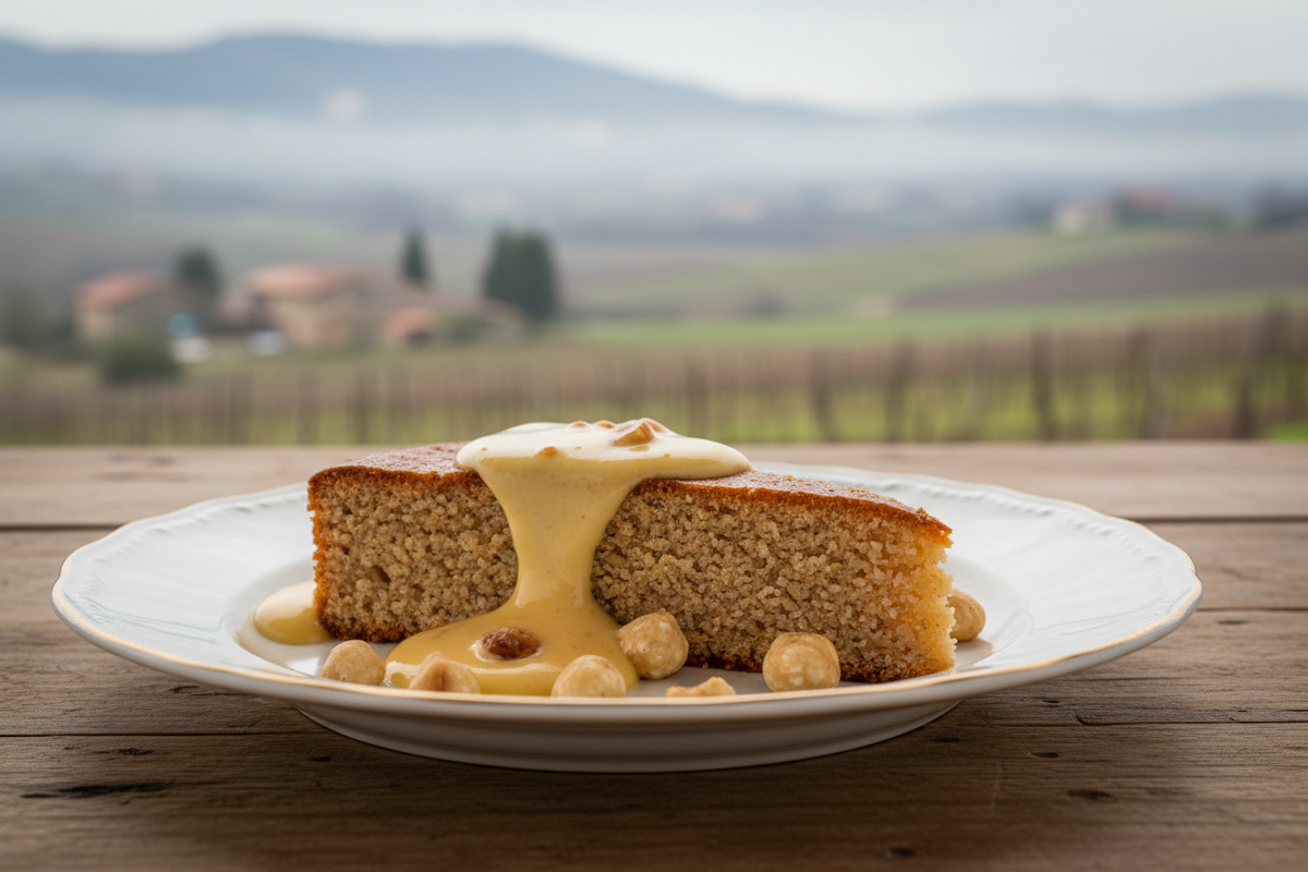Fetta di torta di nocciole piemontese